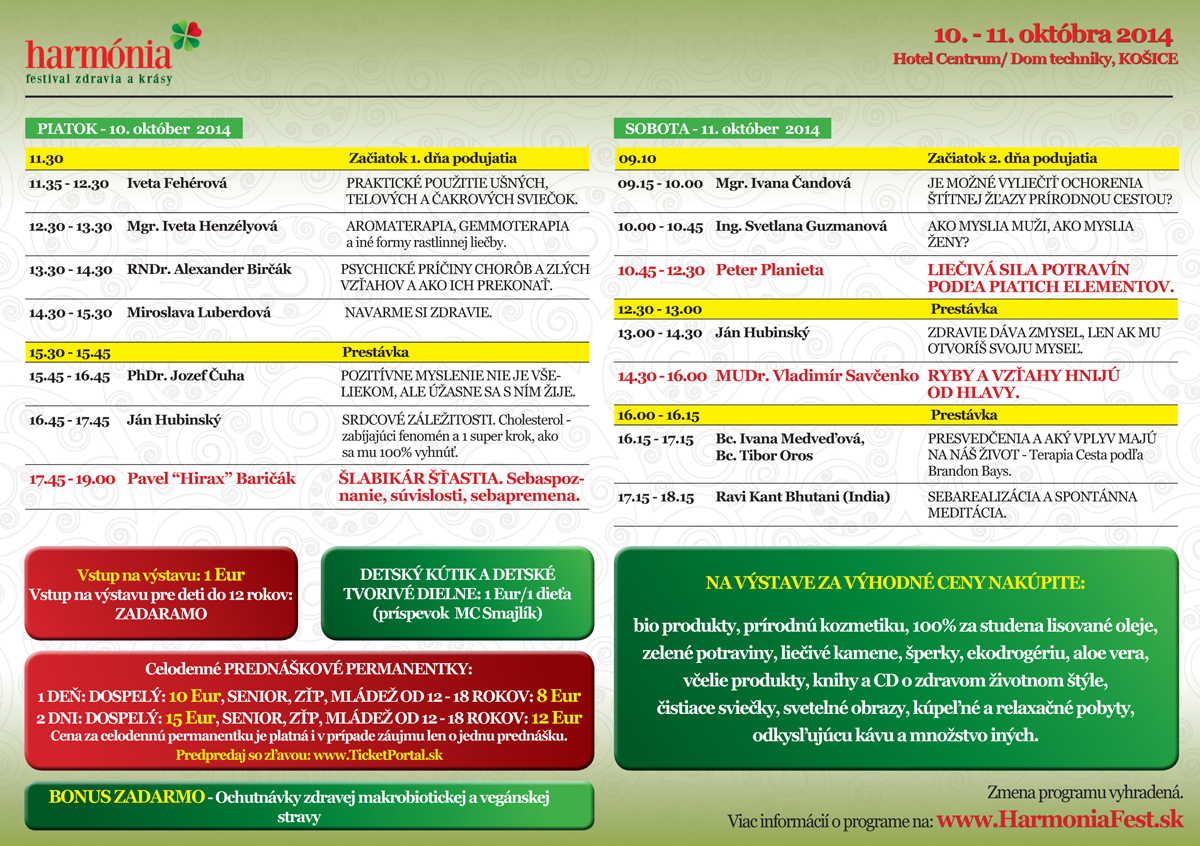 HARMONIA 2014 Ke harmonogram
